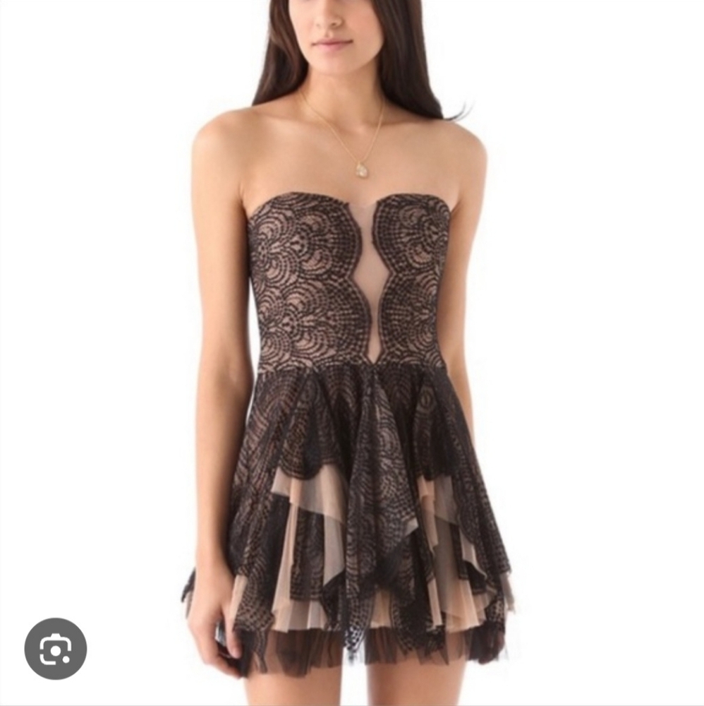 BCBGMaxAzria Black Lace Overlay Dress